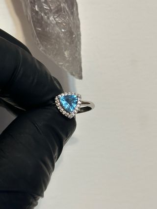 Anello Topazio Blu Argento 925 Regolabile