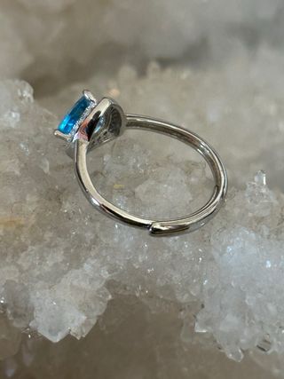 Anello Topazio Blu Argento 925 Regolabile