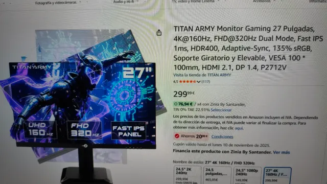Monitor Gaming Titan Army 27 320Hz RGB nuevo