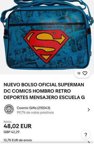 Bolso Cartera Superman Comic Azul