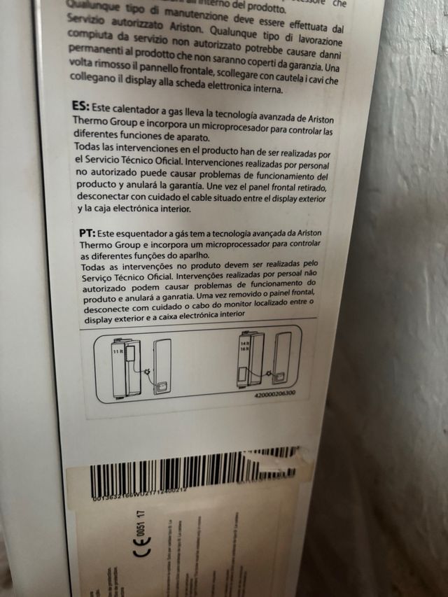 Calentador Ariston Gas Butano next evo X SFT11