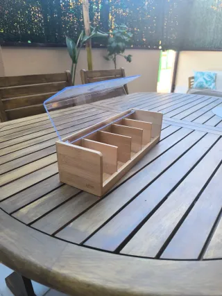 Organizzatore di Tè in Legno con Coperchio
