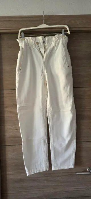 Pantalón vaquero blanco paper bag