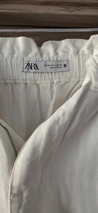 Pantalón vaquero blanco paper bag