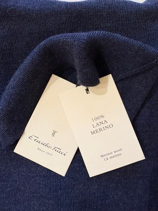 Jersey hombre lana merino cuello cisne azul L