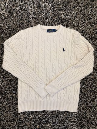Ralph Lauren Women’s White Wool Cable Knit Sweater