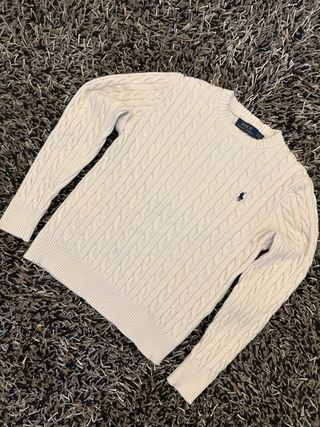 Ralph Lauren Women’s White Wool Cable Knit Sweater