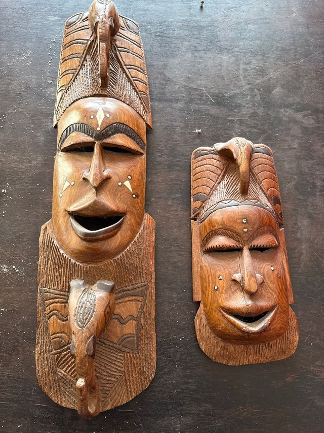 Maschere in legno decorative (2 unità)