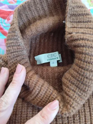 Jersey vintage cuello alto marrón chocolate