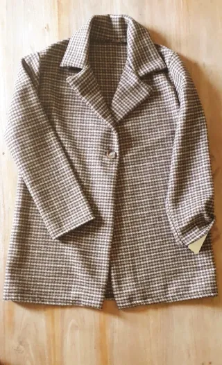Cappottino pied de poule beige e marrone