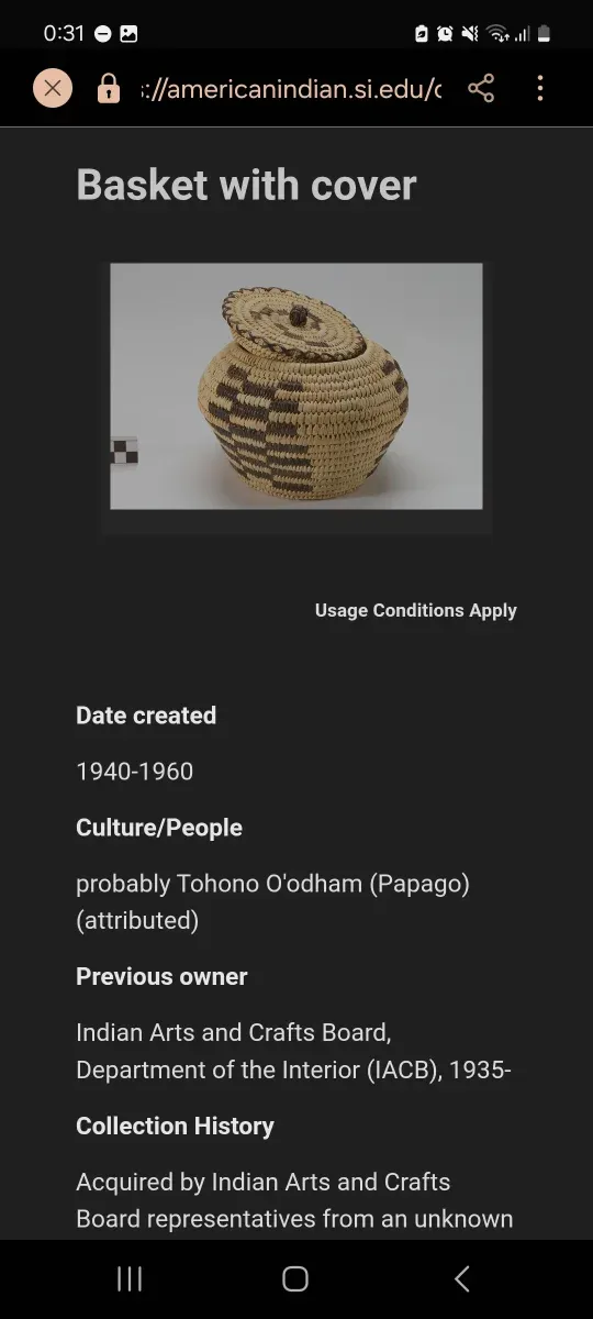 Cesto Papago (Tohono O’odham) Pequeño