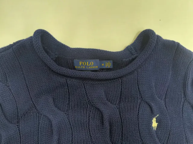 Polo Ralph Lauren Suéter Cable Knit Azul Talla M