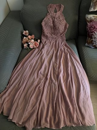 Vestido de fiesta rosa largo