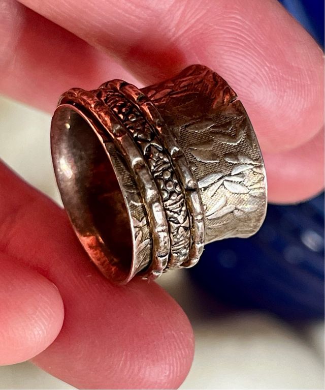 Anello tubo in argento antico