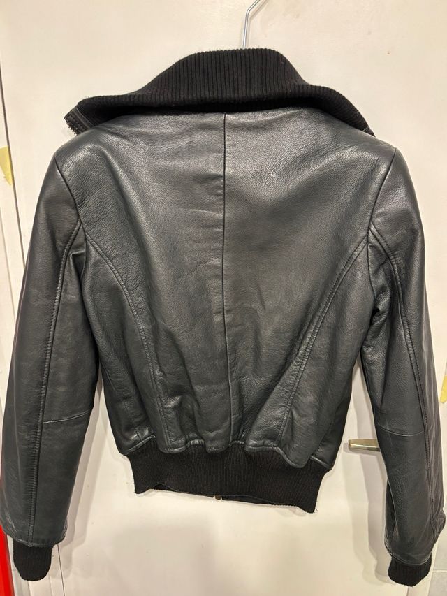 Blend she black leather bomber jacket