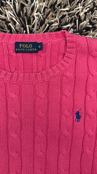 Pink Cable Knit Cotton Jumper by Ralph Lauren XS