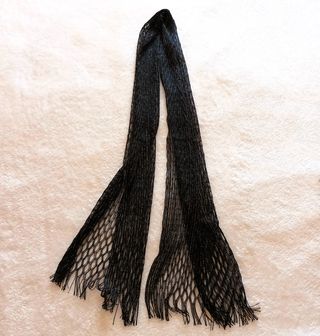 Fular Foulard Negro con Hilos Plateados