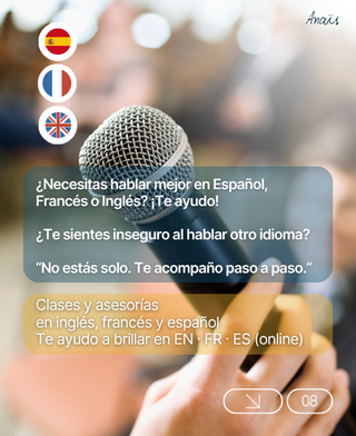 Sesiones en inglés, francés y/o español