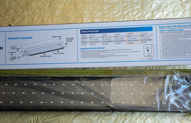 pantalla LED 90 100 cm pecera acuario luz