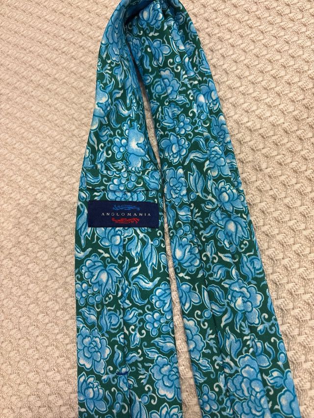 Corbata ANGLOMANIA floral azul y verde