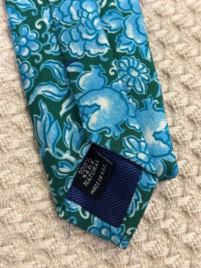 Corbata ANGLOMANIA floral azul y verde
