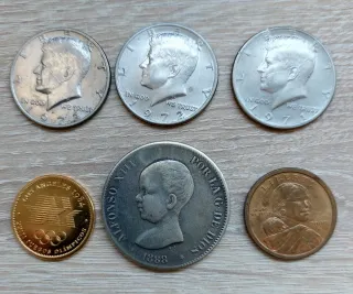 Lote de 6 monedas: Kennedy, Olímpicos, Alfonso XII