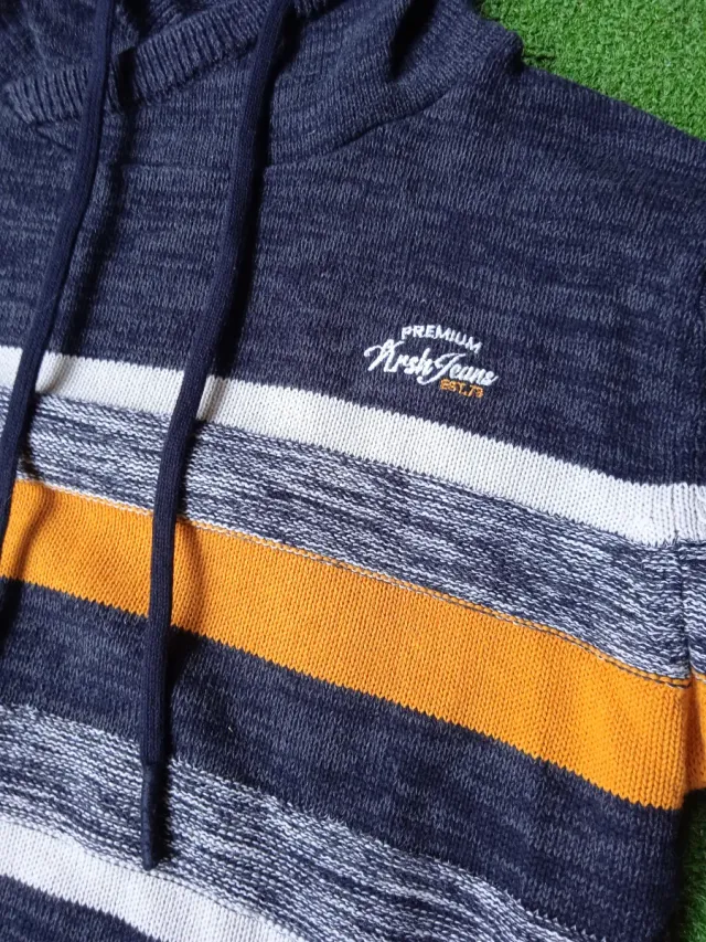 Jersey hombre cuello alto otoño naranja rayas