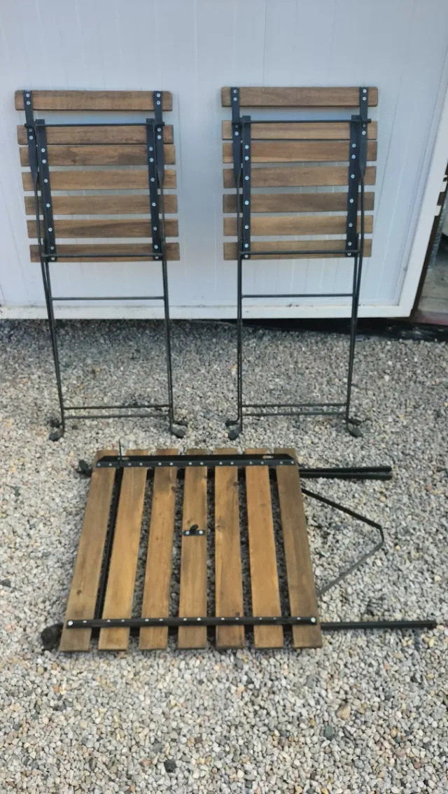 Conjunto terraza plegable madera y metal