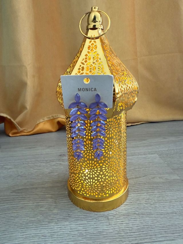 Pendientes MONICA morados y dorados