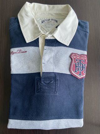 Polo Hilfiger Denim Rayas Gris y Marino Talla XL