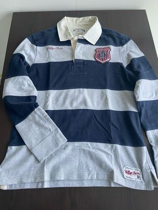 Polo Hilfiger Denim Rayas Gris y Marino Talla XL