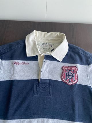 Polo Hilfiger Denim Rayas Gris y Marino Talla XL