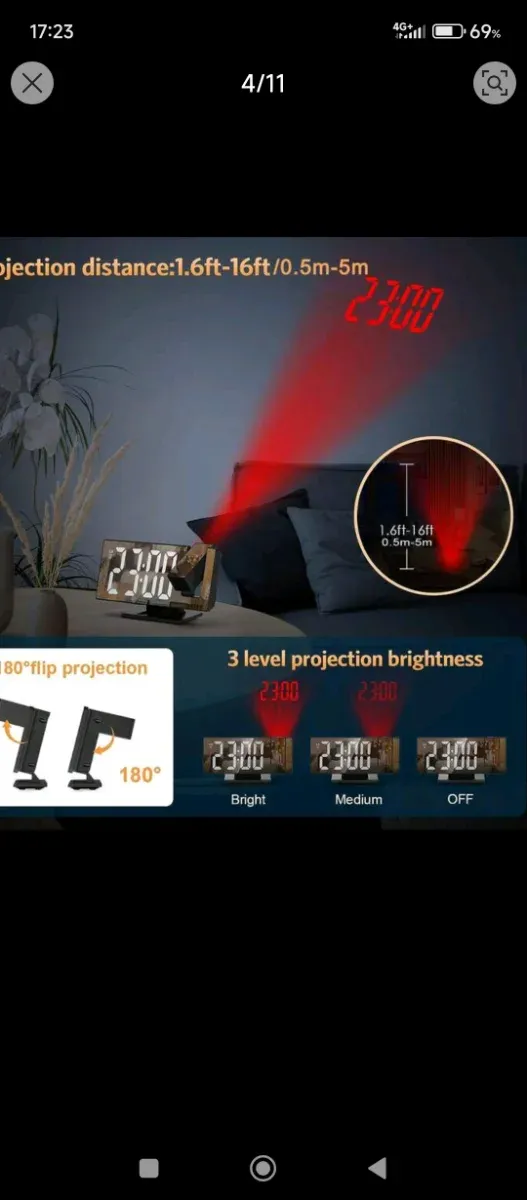 Reloj despertador digital con proyector