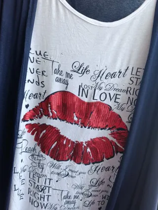 Túnica azul y blanca talla 50-52