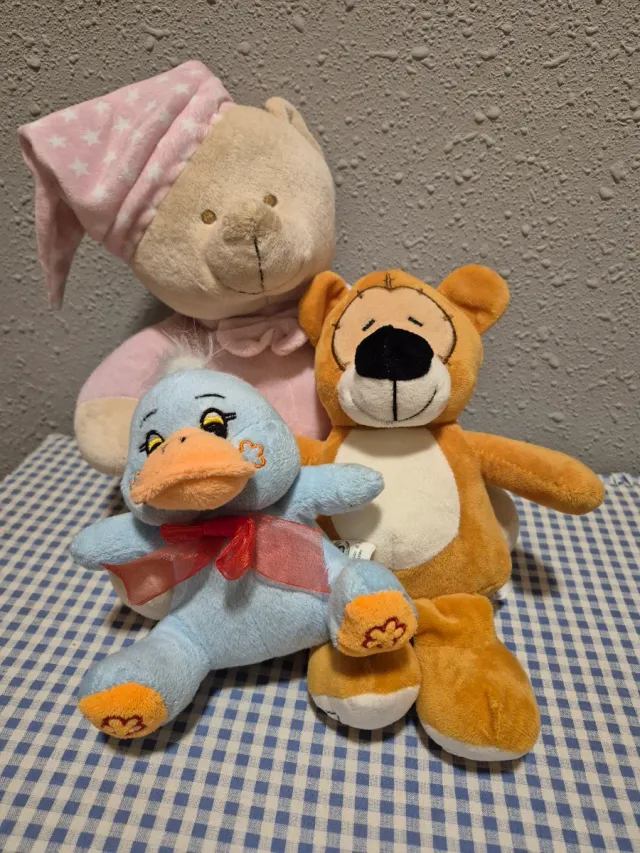 Peluche Oso Bebé Rosa con gorro y 2 más