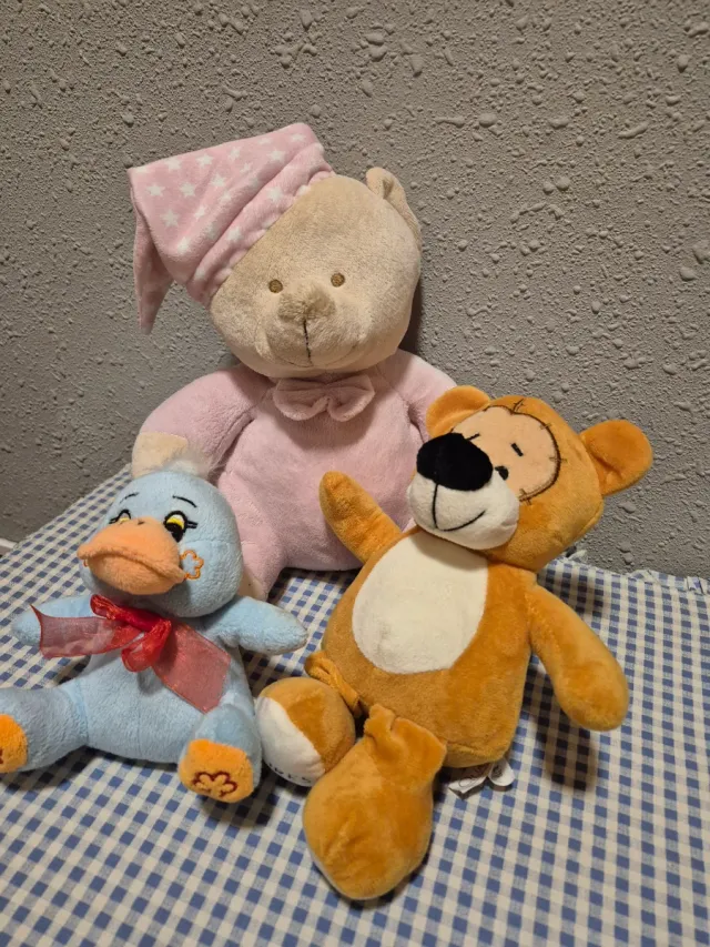 Peluche Oso Bebé Rosa con gorro y 2 más