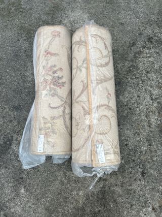 Set di 3 tappeti floreali beige