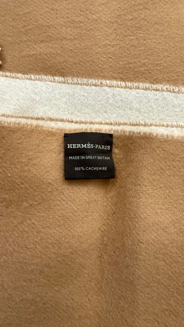 Estola de cachemir Hermes Beige/Blanco