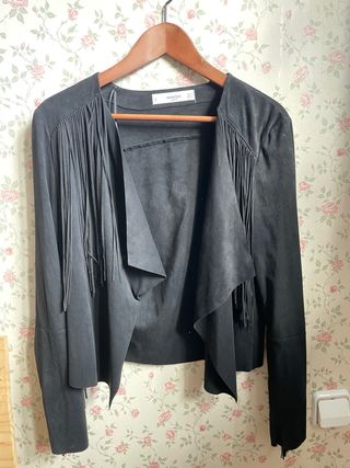 Chaqueta Mango Negra Flecos