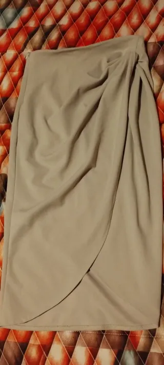 Gonna portafoglio midi beige