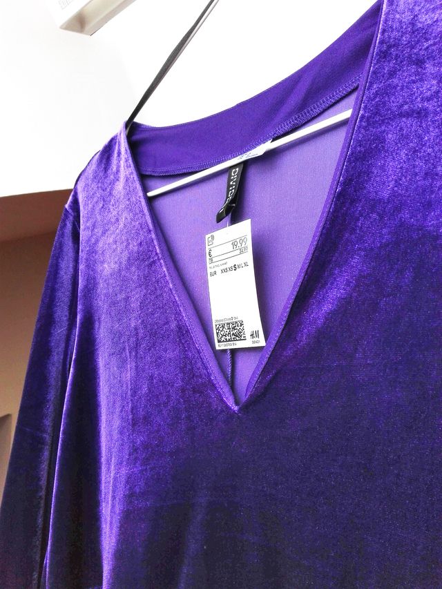 Vestido morado terciopelo H&M Divided Talla M