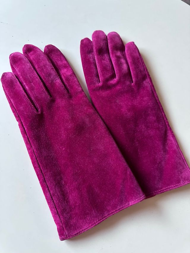 Guantes Ante Cortos Rosa Lilla
