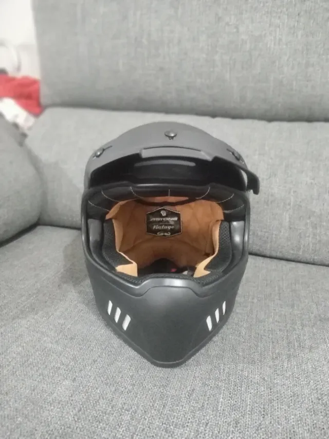 Casco Moto Astone Vintage Negro