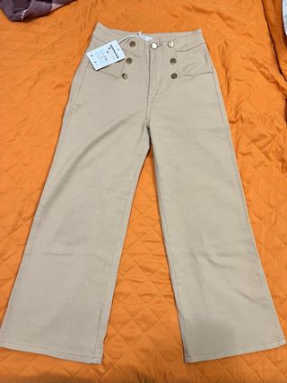Pantaloni beige vita alta taglia S