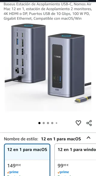 Baseus Estación Acoplamiento USB-C 12 en 1