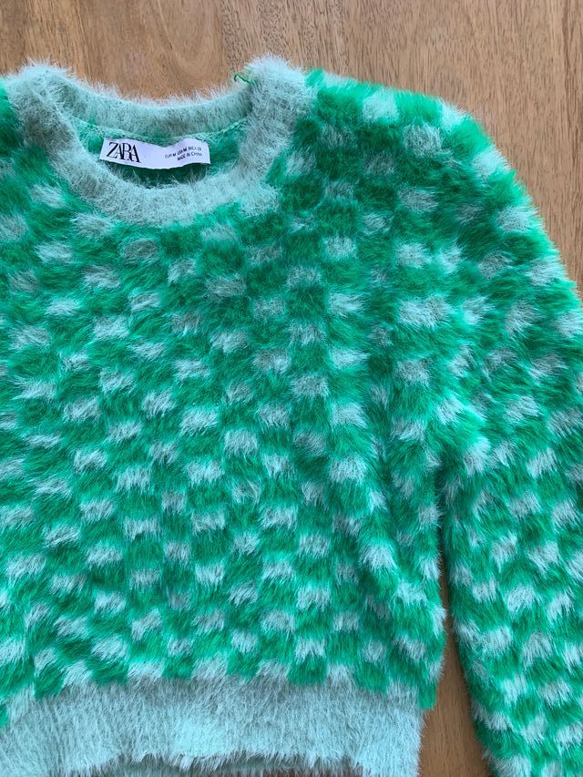 Jersey Zara cropped cuadros verde M