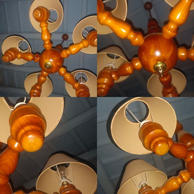 Lámpara de techo madera 5 luces