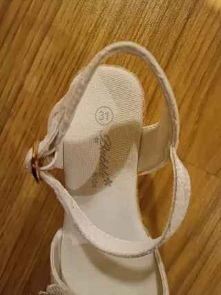 Sandalias esparteñas niña blancas y rosas n 31