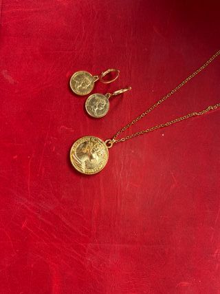 Conjunto Collar y Pendientes Moneda Isabel II