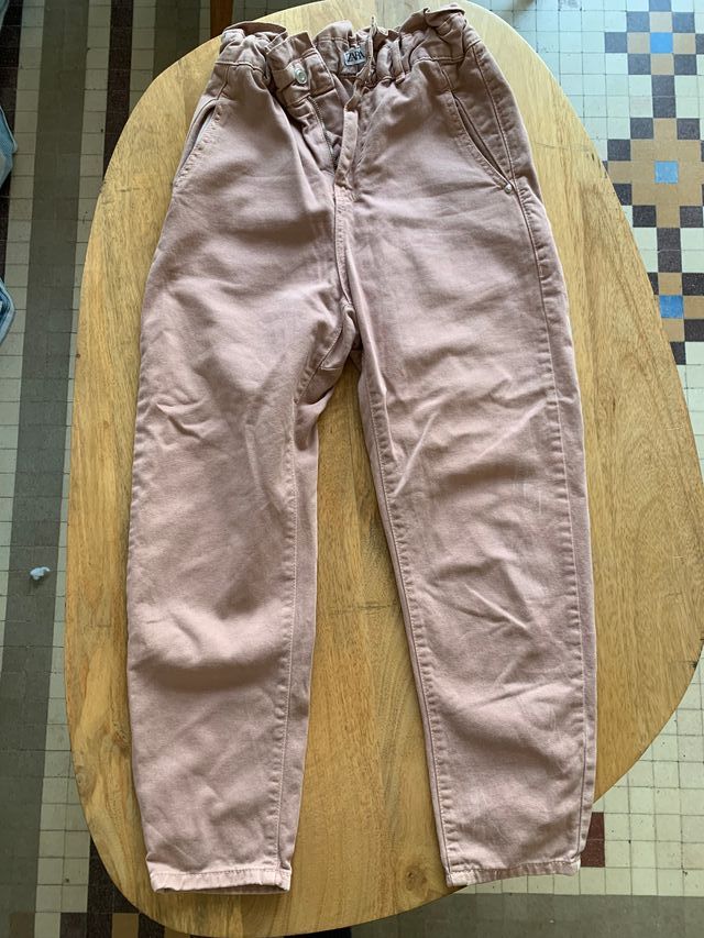 Pantalones Zara paperbag rosa talle 34